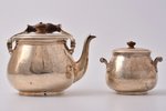 a set of sugar-bowl and small teapot, silver, 950 standart, the 30ties of 20th cent., 662.40 g, tota...