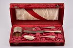 flatware set, silver, 4 items: fork, knife, spoon, napkin holder, 800 standard, 133.95 g, engraving,...