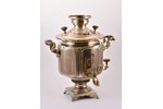 samovar, Alenchikov and Zimin, shape "faceted jar", brass, nickel plating, Russia, 1840-1917, 43 cm,...