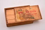 box, building blocks, wood, Latvia, USSR, the 40ies of 20th cent., 6 x 26.8 x 18.4 cm...