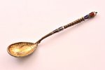 teaspoon, silver, 84 standard, 16 g, cloisonne enamel, 11.3 cm, factory of Klingert Gustav Gustavovi...