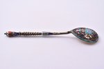 teaspoon, silver, 84 standard, 16 g, cloisonne enamel, 11.3 cm, factory of Klingert Gustav Gustavovi...
