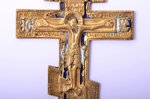 крест, Распятие Христово, огненное золочение, медный сплав, 2-цветная эмаль, Российская империя, 18-...