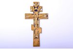 cross, The Crucifixion of Christ, fire gilding, copper alloy, 2-color enamel, Russia, the 18th cent....