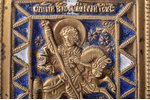 ikona, Svētais Lielmoceklis Georgijs (Juris) Uzvarētājs, ar svētajiem, vara sakausējuma, 2-krāsu ema...