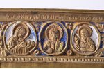 icon, Holy Great Martyr George, with saints, copper alloy, 2-color enamel, Russia, the border of the...