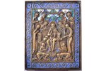 icon, Christ the Pantocrator on the Throne, copper alloy, 5-color enamel, Russia, the border of the...