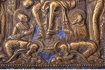 ikona, Jēzus Kristus tronī, vara sakausējuma, 5-krāsu emalja, Krievijas impērija, 19. un 20. gadsimt...