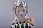 figurine, Girl on a sleigh, porcelain, Riga (Latvia), Riga porcelain factory, signed painter's work,...