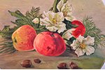 a pair of wall plates, Still life with fruit, ceramics, M.S. Kuznetsov manufactory, hand-painted, Ri...