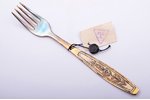 fork, silver, 875 standard, 36.3 g, niello enamel, gilding, 16.5 cm, The "Severnaya Chern" factory o...