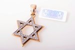 a pendant, Star of David, gold, 585 standard, 12.13 g., the item's dimensions 4.7 x 2.9 cm, diamonds...