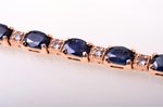 a bracelet, gold, 585 standard, 14.21 g., the item's dimensions 19 cm, diamonds, sapphire, certifica...
