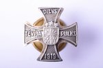 miniature badge, 1st Cavalry Regiment, silver, Latvia, 20-30ies of 20th cent., 21 x 20.8 mm, 4.70 g...