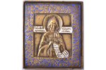 icon, Saint Niphon of Athos, copper alloy, 2-color enamel, Russia, the 19th cent., 11.5 x 10.1 x 0.5...