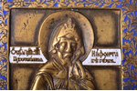icon, Saint Niphon of Athos, copper alloy, 2-color enamel, Russia, the 19th cent., 11.5 x 10.1 x 0.5...