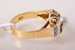 кольцо, золото, 585 проба, 5.50 г., размер кольца 17 1/2, бриллиант, турмалин...
