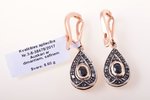earrings, gold, 500 standard, 8.60 g., the item's dimensions 2.2 x 1.2 cm, diamond, sapphire...