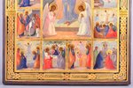 icon, The Feasts (cypress), board, painting, gold leafy, Russia, 44.5 x 37.7 x 3.6 cm...