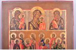 two-rows icon, Our Lady of Tikhvin, Our Lady of Kazan, Our Lady of Vladimir, chosen saints, board, p...