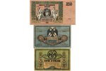 3 rubles, 5 rubles, 250 rubles, banknote, Rostov, 1919, Russia, XF, VF...