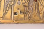 икона, Святитель Тихон Задонский, в киоте, доска, серебро, живопиcь, 84 проба, Российская империя, 1...