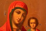 икона, Казанская икона Божией Матери, доска, серебро, живопиcь, 84 проба, Российская империя, 1875 г...