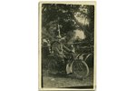 fotogrāfija, pārbrauciens Tukums-Talsi ar motocikliem, Latvija, 20. gs. sākums, 14x9 cm...