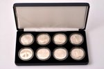 комплект из 8 монет, 10 латов, Рига 800, 1995-1998 г.,  серебро, Латвия, 31.47 г, Ø 38.61 мм, Proof,...
