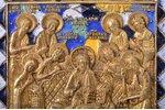 ikona, Jēzus Kristus tronī, vara sakausējuma, 6-krāsu emalja, Krievijas impērija, 19. un 20. gadsimt...
