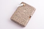 cigarette case, silver, "nugget", gold, sapphire, 84 standard, 237.66 g, 11.1 x 8 x 2.25 cm, the beg...