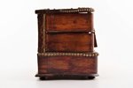 small chest, for small items, brass, wood, copper, fabric, the 19th cent., 23.9 x 13.1 x 14.9 cm...