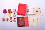 set of awards with documents, (7 awards), awarded to Piskun Anatoly Petrovich, medal "Medal for Dist...