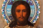 icon, Jesus Christ Pantocrator, board, silver, painting, cloisonne enamel, 4-color enamel, 84 standa...