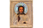 icon, Jesus Christ Pantocrator, board, silver, painting, cloisonne enamel, 4-color enamel, 84 standa...