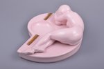 статуэтка, пепельница, Девушка в стиле "Ню",, фарфор (розовая масса), Рига (Латвия), фабрика М.С. Ку...