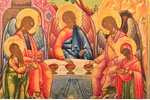 icon, The Old Testament Trinity - The Hospitality of Abraham, board, painting, guilding, Russia, 34....