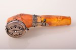 pipe, metal, amber, 12.7 x 5.2 x 3.9 cm, weight 83.85 g, in a wooden case...