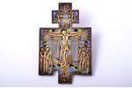 cross, The Crucifixion of Christ, copper alloy, 3-color enamel, Russia, Moscow 1840-ties, 22.6 x 14....