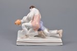 figurine, Wrestlers, porcelain, USSR, DZ Dulevo, molder - Pavel Kozhin, 1959, 9.5 x 6.5 x 7.5 cm, se...