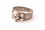 Кольцо "Череп", II мировая война, серебро, 800 проба, 3.03 г., размер кольца 21.25 mm, Германия, 30-...