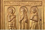 icon, Three saints: Charalambos, John the Warrior, Boniface of Tarsus, copper alloy, Russia, the bor...