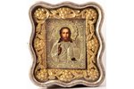 icon, Jesus Christ Pantocrator, in icon case, board, silver, painting, 84 standard, Russia, 1887, 22...