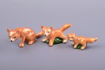 set of 3 figurines, Fox family, porcelain, Riga (Latvia), signed painter's work, handpainted by Anto...
