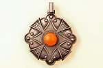a pendant, silver, 875 standard, 10.55 g., amber, the 20-30ties of 20th cent., Latvia, 5 x 5.3 cm, a...