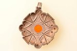 a pendant, silver, 875 standard, 10.55 g., amber, the 20-30ties of 20th cent., Latvia, 5 x 5.3 cm, a...