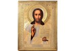 icon, Jesus Christ Pantocrator, board, silver, painting, 84 standard, Russia, 1890, 22.3 x 17.6 x 2....
