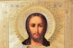 icon, Jesus Christ Pantocrator, board, silver, painting, 84 standard, Russia, 1890, 22.3 x 17.6 x 2....