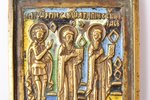 icon, Saints : George, Blaise, Antipas, copper alloy, 5-color enamel, Russia, the 2nd half of the 19...