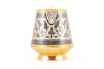 cream jug, silver, 875 standard, 168.80 g, niello enamel, gilding, h (with handle) 10.5 см cm, the a...
